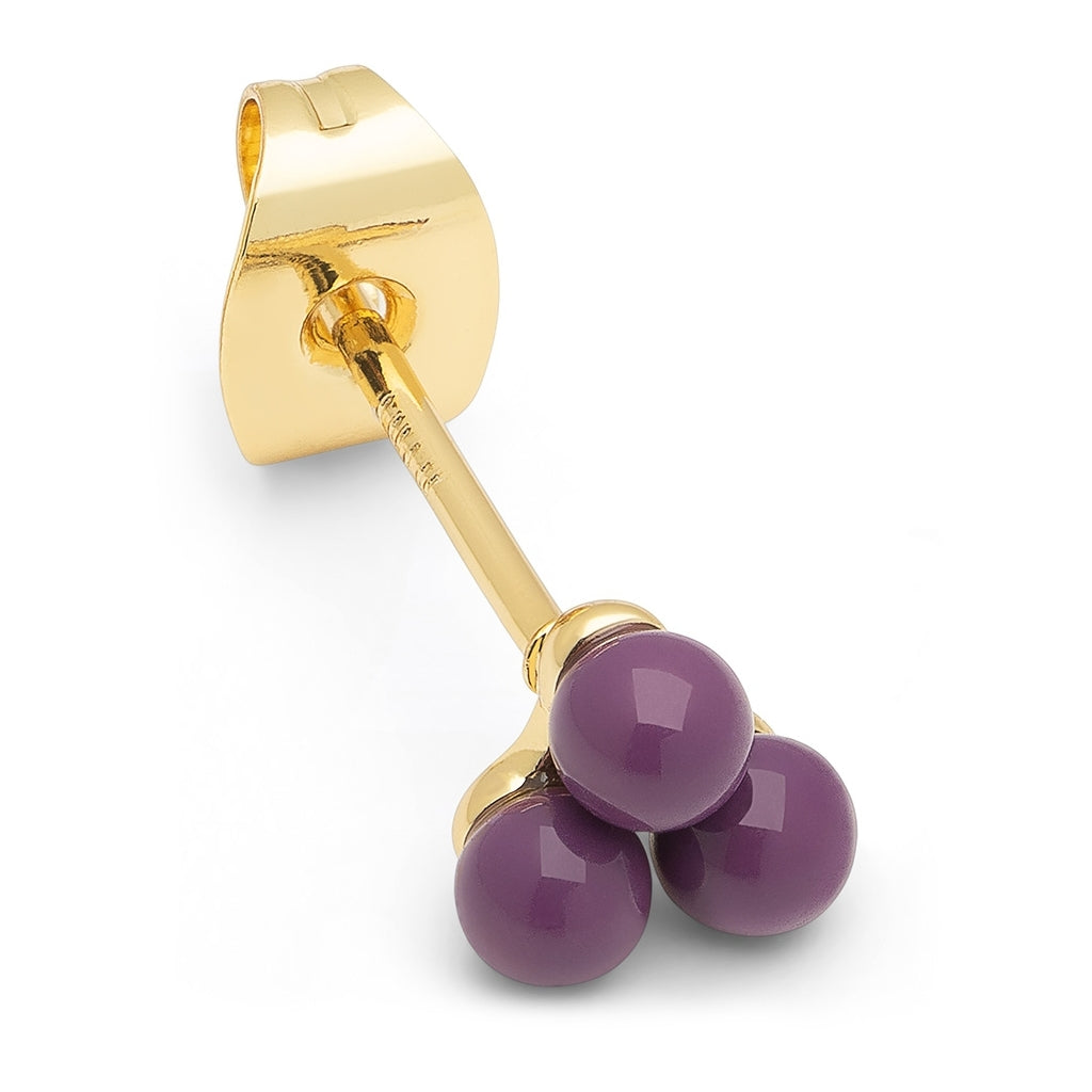 LULU Copenhagen Trio earring 1 pcs - enamel Ear stud, 1 pcs Purple Harvest