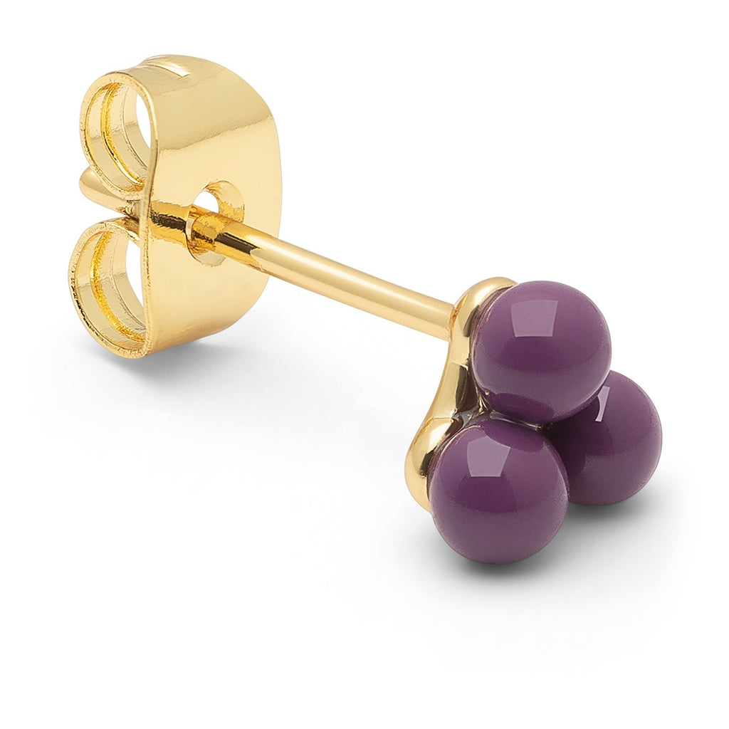 LULU Copenhagen Trio earring 1 pcs - enamel Ear stud, 1 pcs Purple Harvest