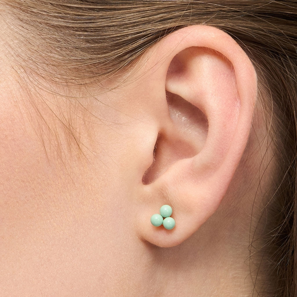 LULU Copenhagen Trio earring 1 pcs - enamel Ear stud, 1 pcs Seasalt Green