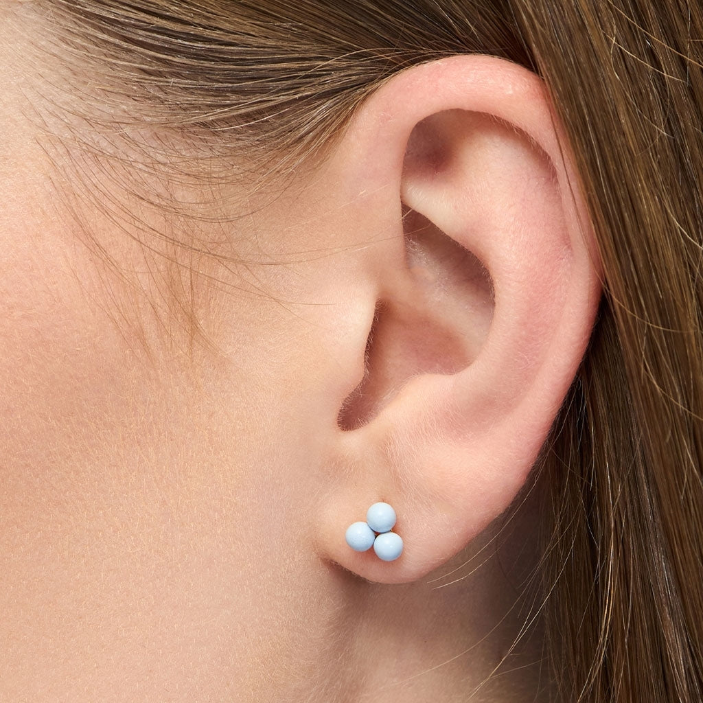 LULU Copenhagen Trio earring 1 pcs - enamel Ear stud, 1 pcs Skyride Blue