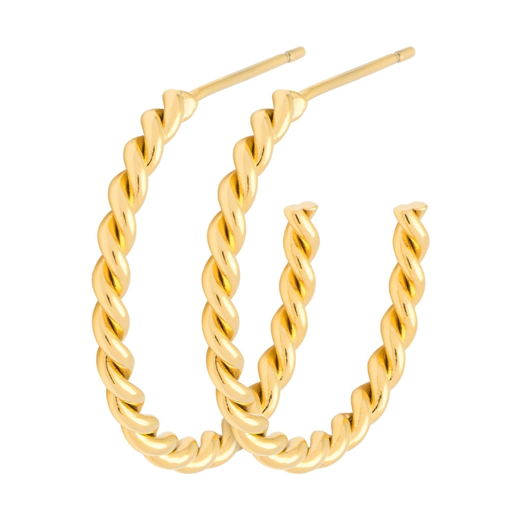 LULU Copenhagen Twisted Hoops pair Hoops Gold plated