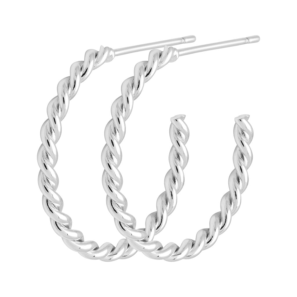 LULU Copenhagen Twisted Hoops pair Hoops Silver Plated