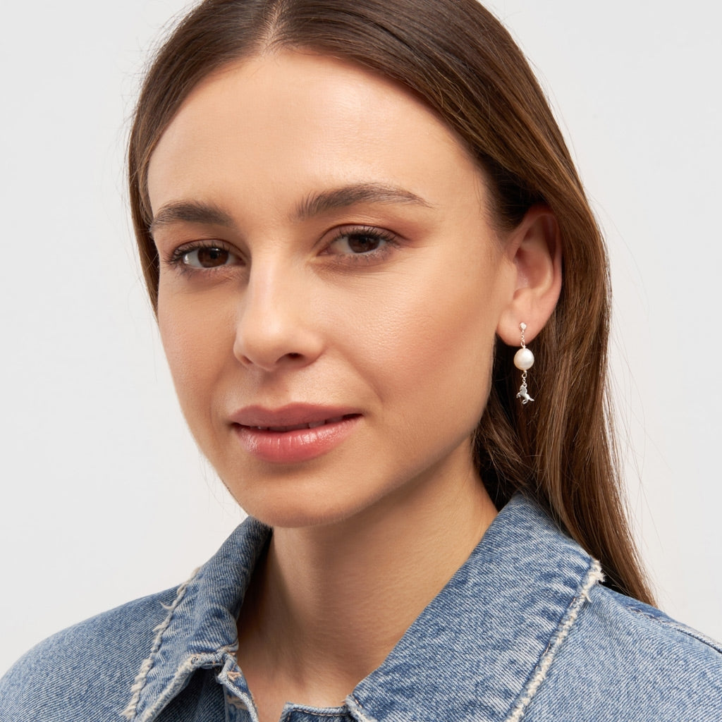 LULU Copenhagen Wild Horse Pearl earring 1 pcs Ear stud, 1 pcs Silver Plated