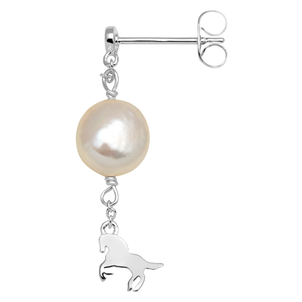 LULU Copenhagen Wild Horse Pearl earring 1 pcs Ear stud, 1 pcs Silver Plated