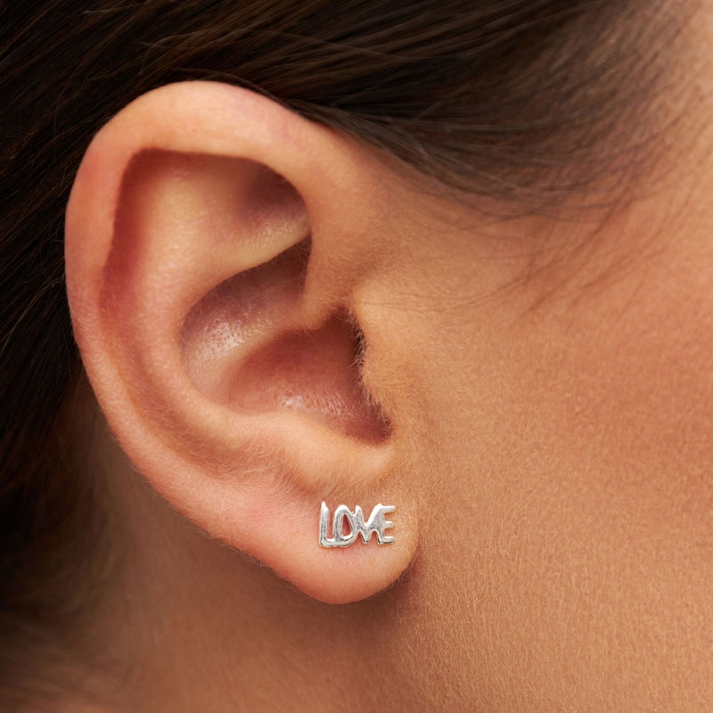 LULU Copenhagen Word - Love 1 pcs Ear stud, 1 pcs Silver