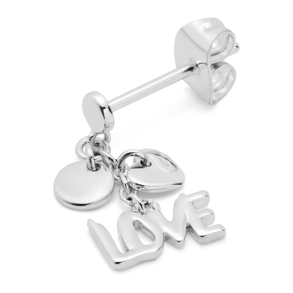 LULU Copenhagen Word Love Dangling earring 1 pcs Ear stud, 1 pcs Silver Plated