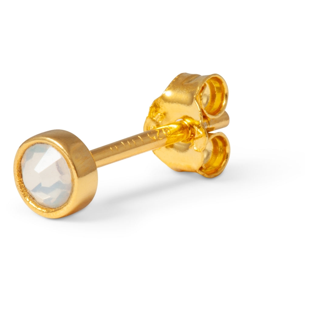 LULU Copenhagen Bling earring 1 pcs gold plated Ear stud, 1 pcs White Opal