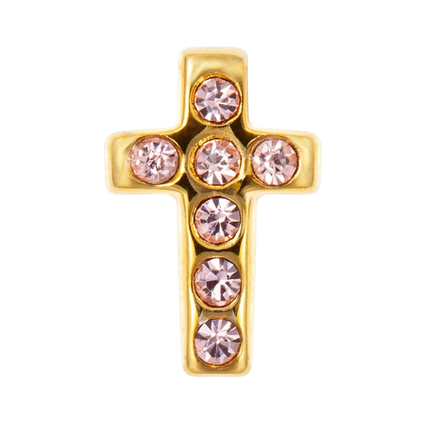 LULU Copenhagen Cross Crystal 1 pcs gold plated Ear stud, 1 pcs Rose