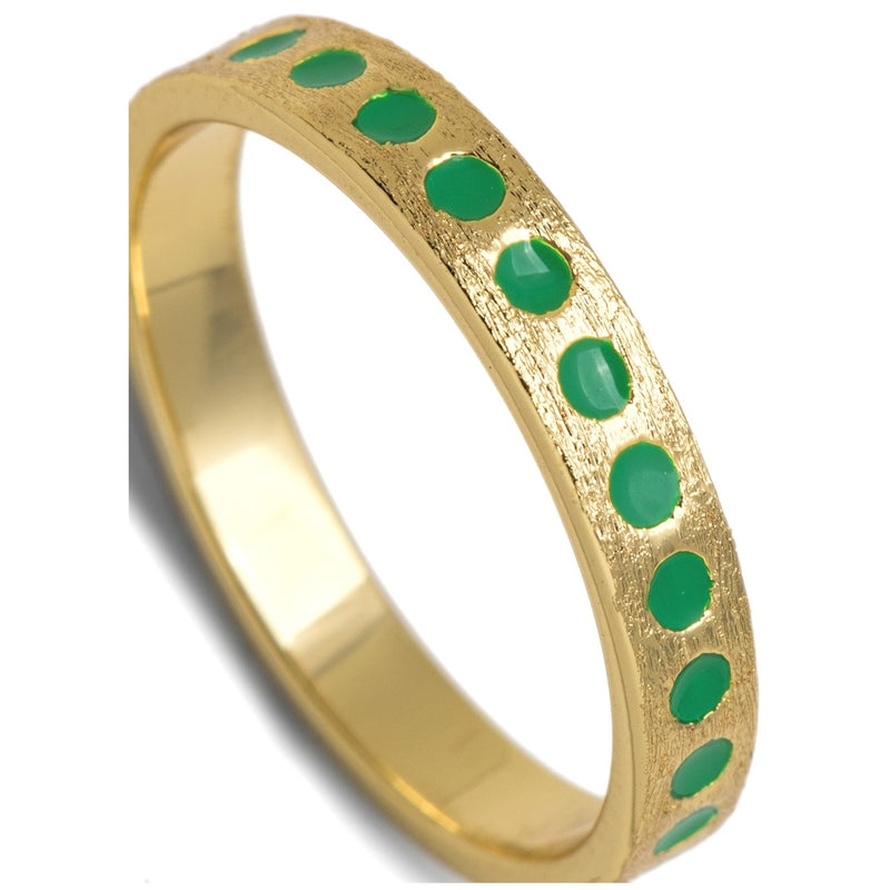 LULU Copenhagen Pattern Ring gold plated Rings Light Green