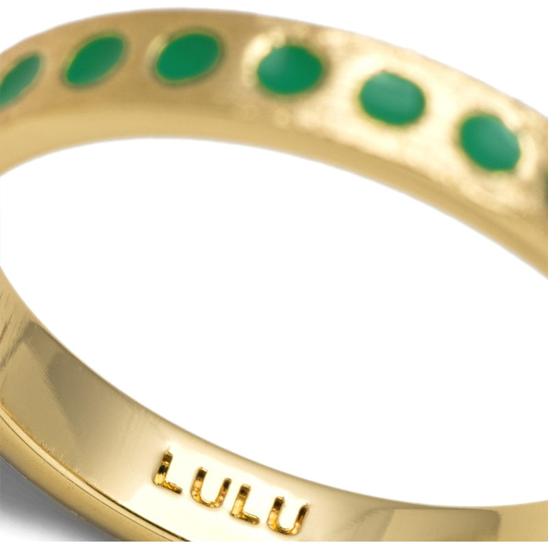 LULU Copenhagen Pattern Ring gold plated Rings Light Green