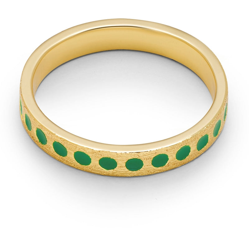 LULU Copenhagen Pattern Ring gold plated Rings Light Green